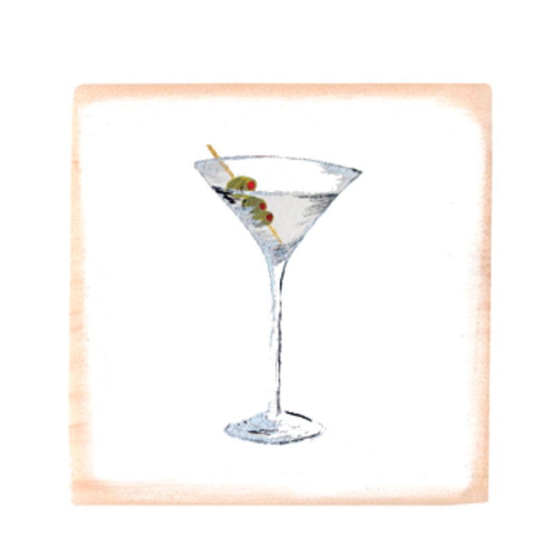 martini square wood block