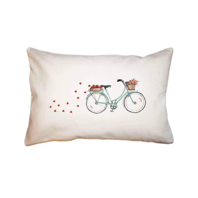 bike hearts flower large rectangle pillow