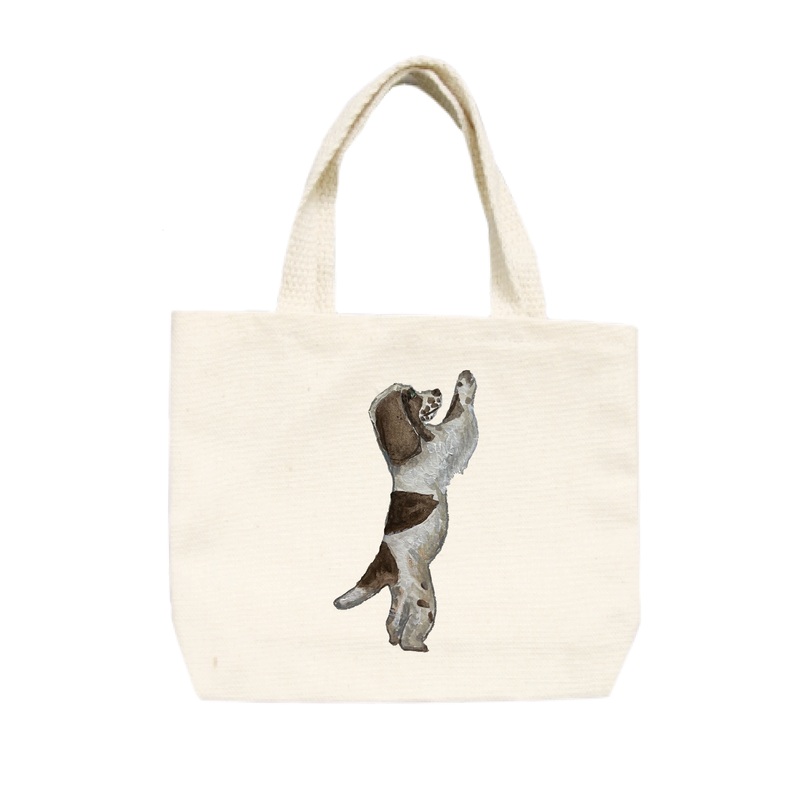 english cocker spaniel on hind legs small tote