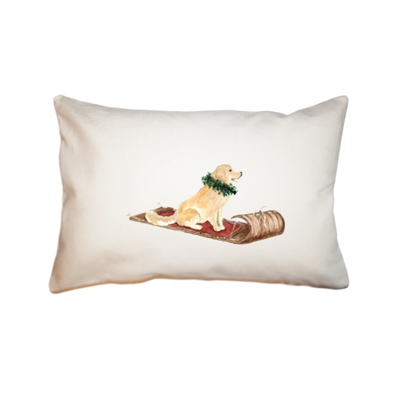golden on sled large rectangle pillow