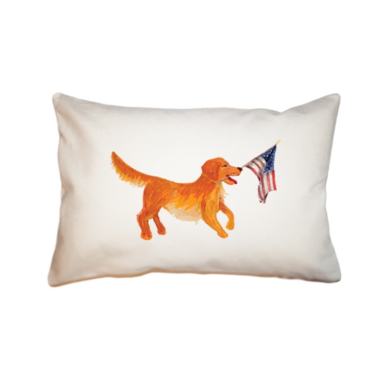golden retriever + flag large rectangle pillow