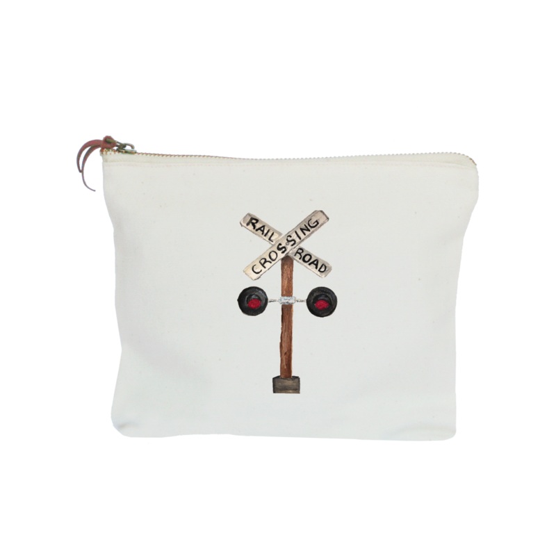 railroad crossing sign zipper pouch