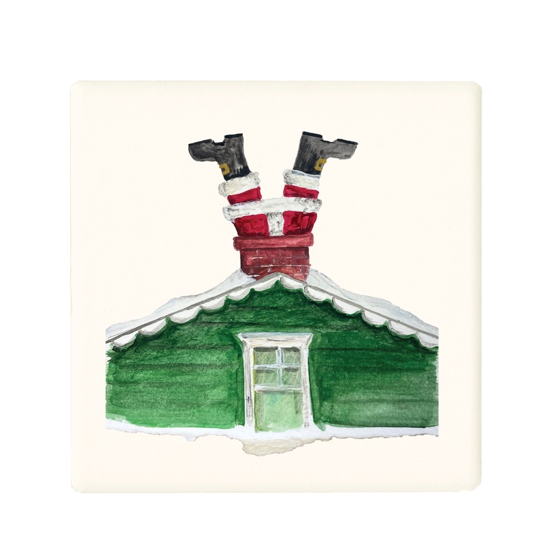 santa upside sown coaster