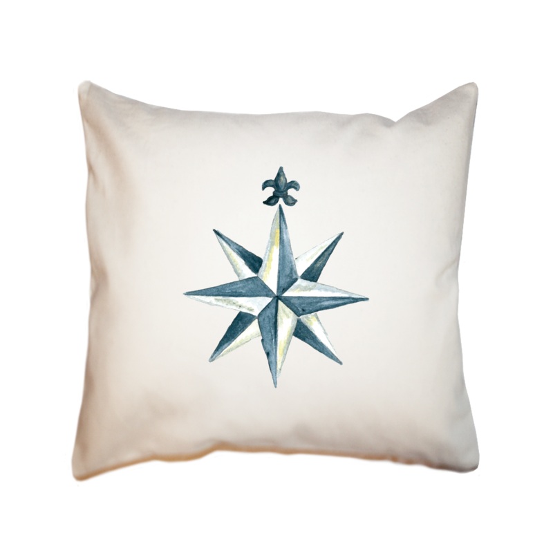 compass rose navy square pillow