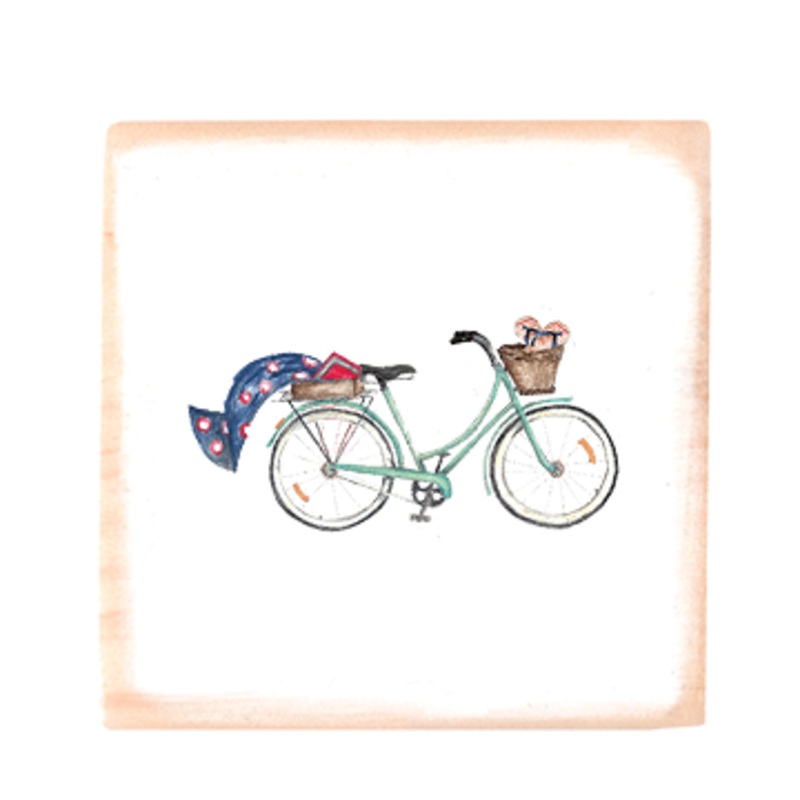 seafoam beach bike square wood block