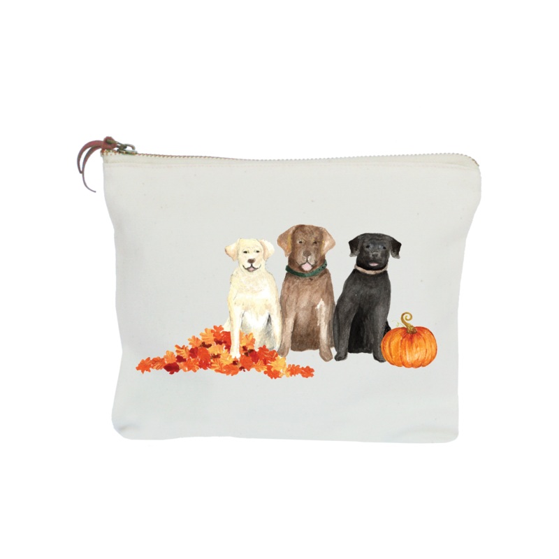 three labs fall zipper pouch
