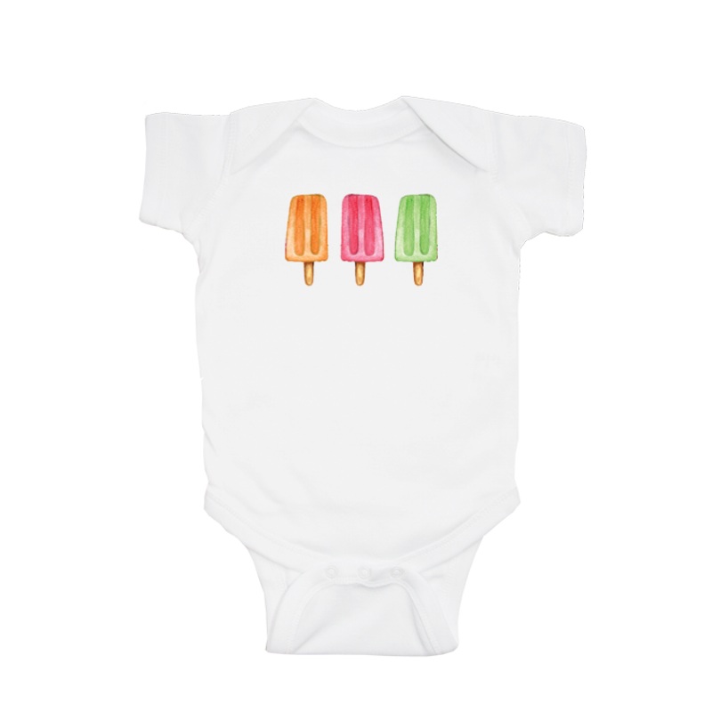 three popsicles baby snap up short sleeve