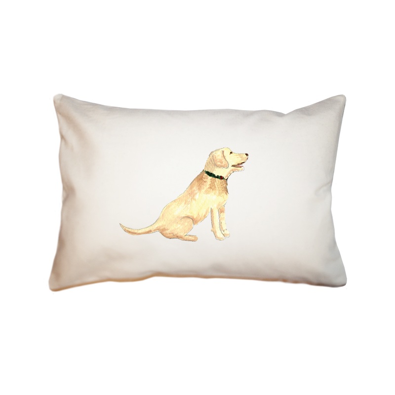 yellow lab sitting large rectangle pillow