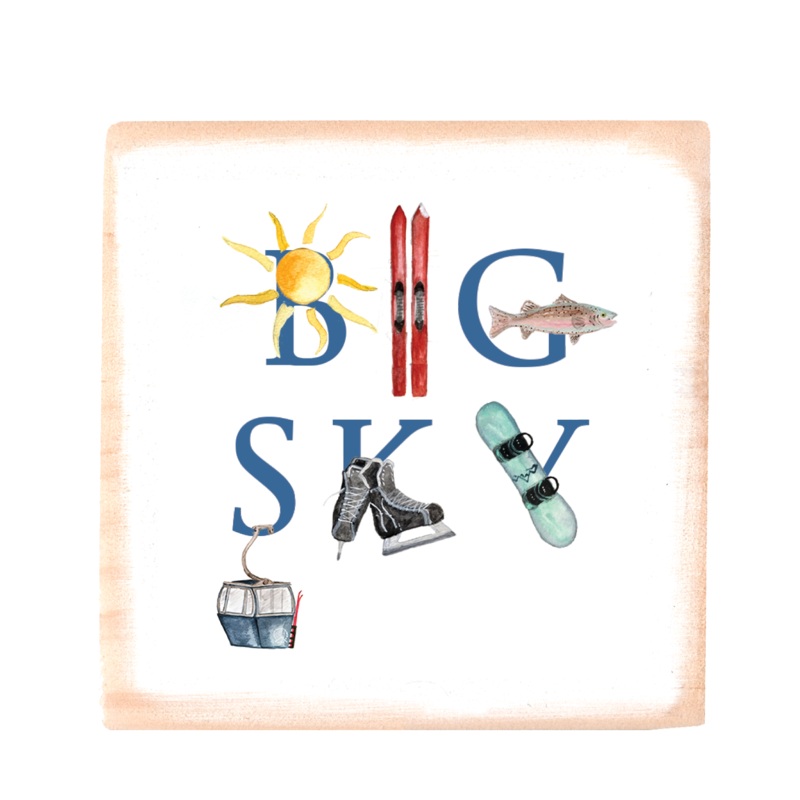 big sky square wood block