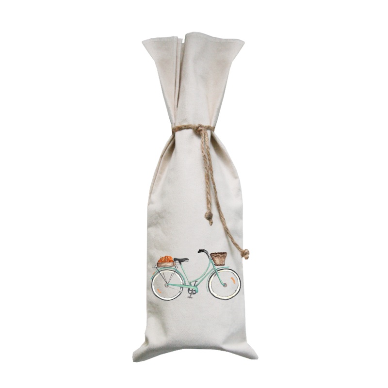 bike + pumpkins wine bag