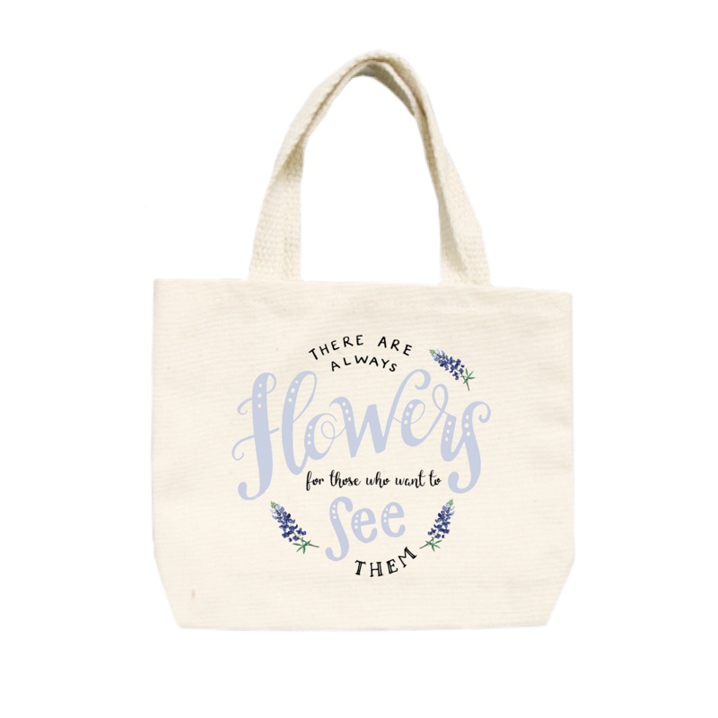 flowers see blue small tote