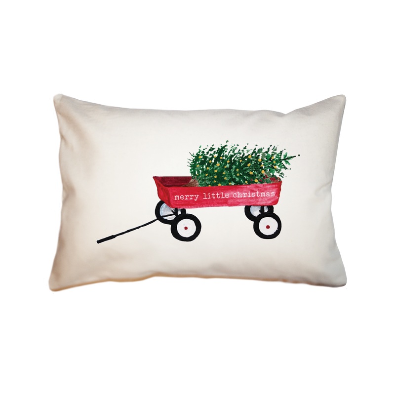 red wagon with tree and text rectangle pillow