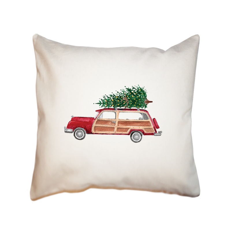 red woody with tree square pillow