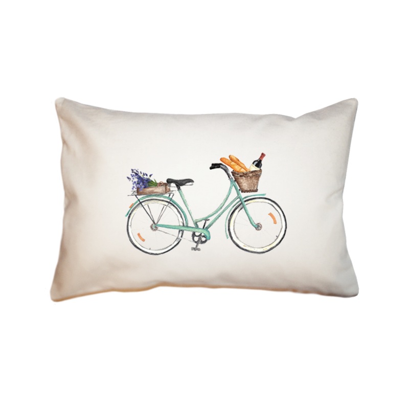 seafoam bike wine and bread large rectangle pillow