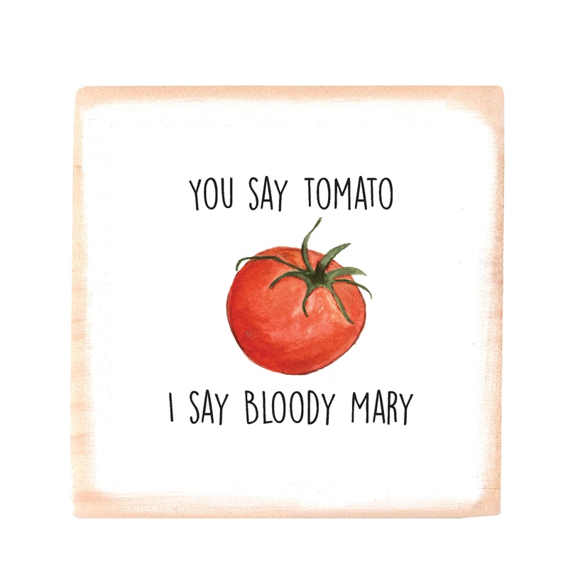 bloody Mary square wood block