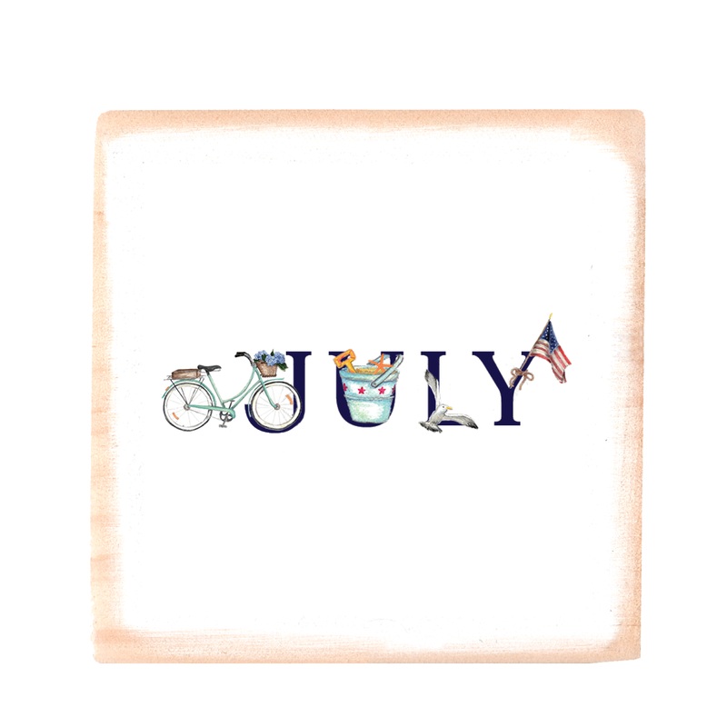 july illu-stated wood block