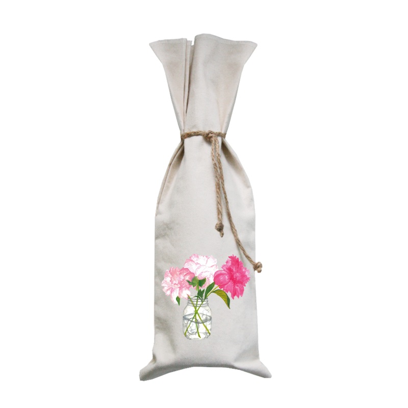 peonies in jar wine bag