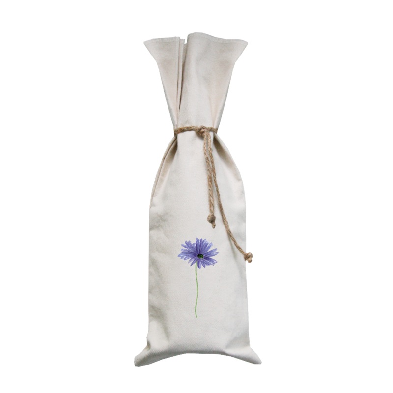 purple gerber daisy wine bag