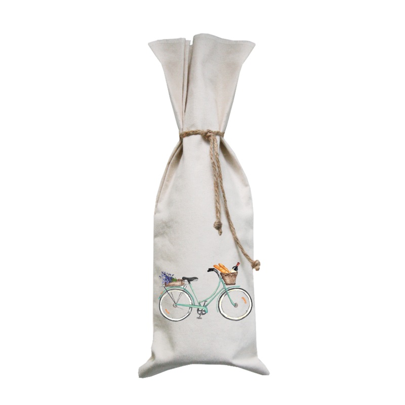 seafoam bike wine and bread wine bag