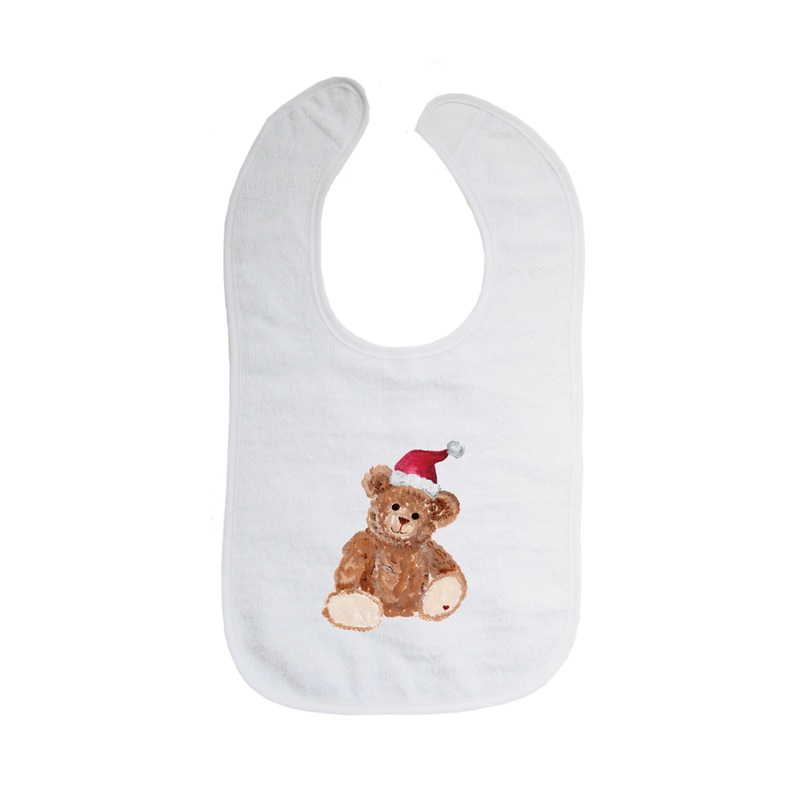 teddy in santa hat bib