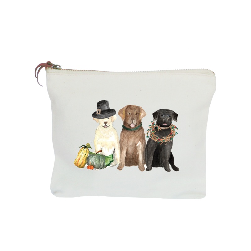three labs thanksgiving zipper pouch