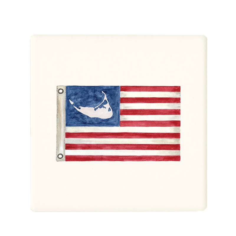 american flag with nantucket coaster
