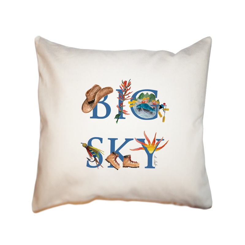 big sky spring summer fall square pillow