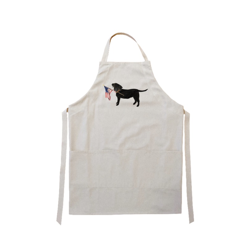 black lab + flag apron