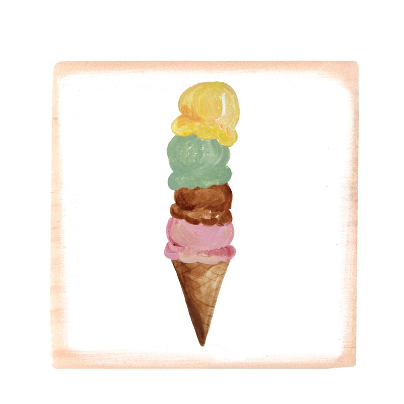 four scoop cone square wood block