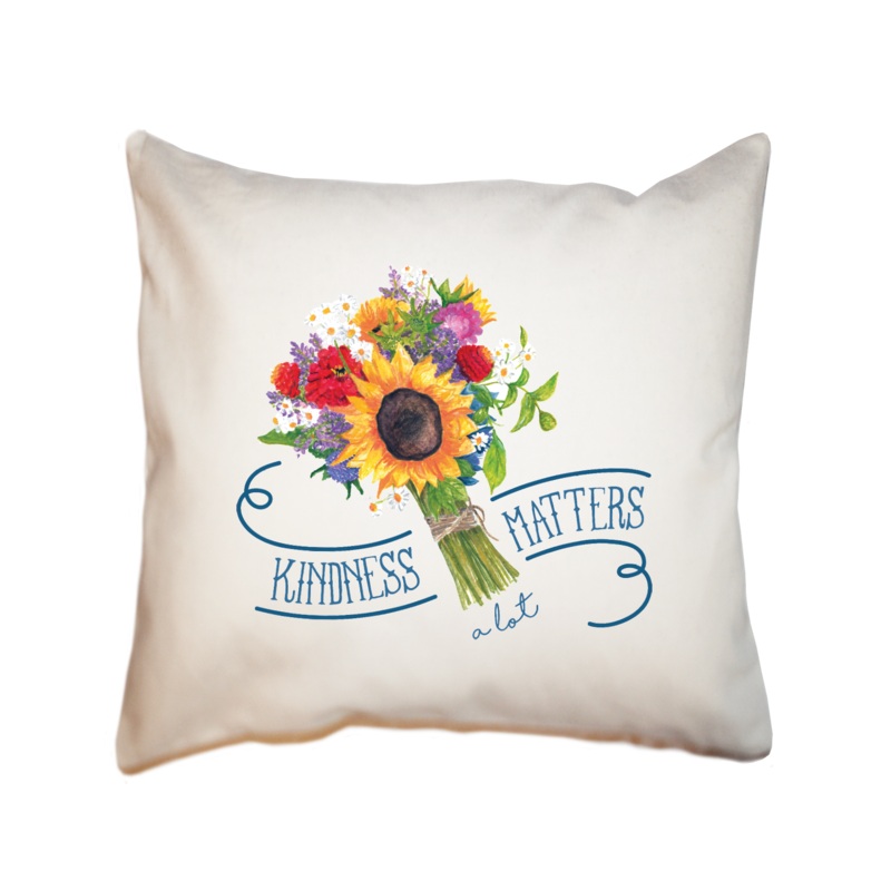 kindness matters blue script square pillow