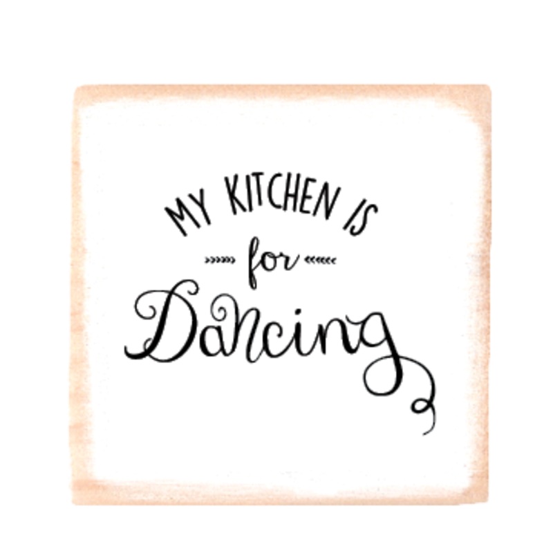 kitchen dancing square wood block