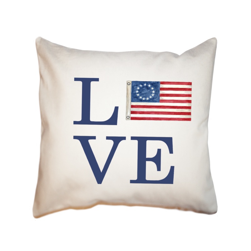 love US flag square pillow