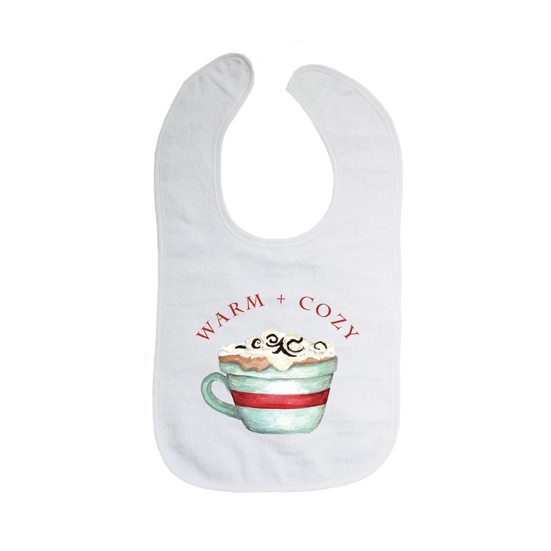 warm and cozy cocoa cup bib