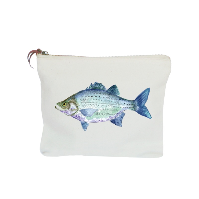 white bass zipper pouch
