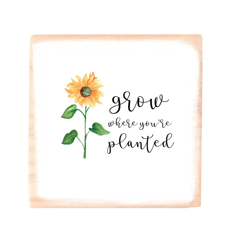 grow planted square wood block