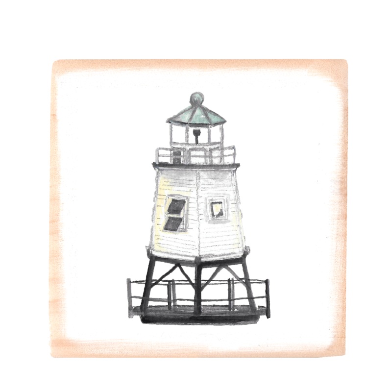lake champlain lighthouse square wood block