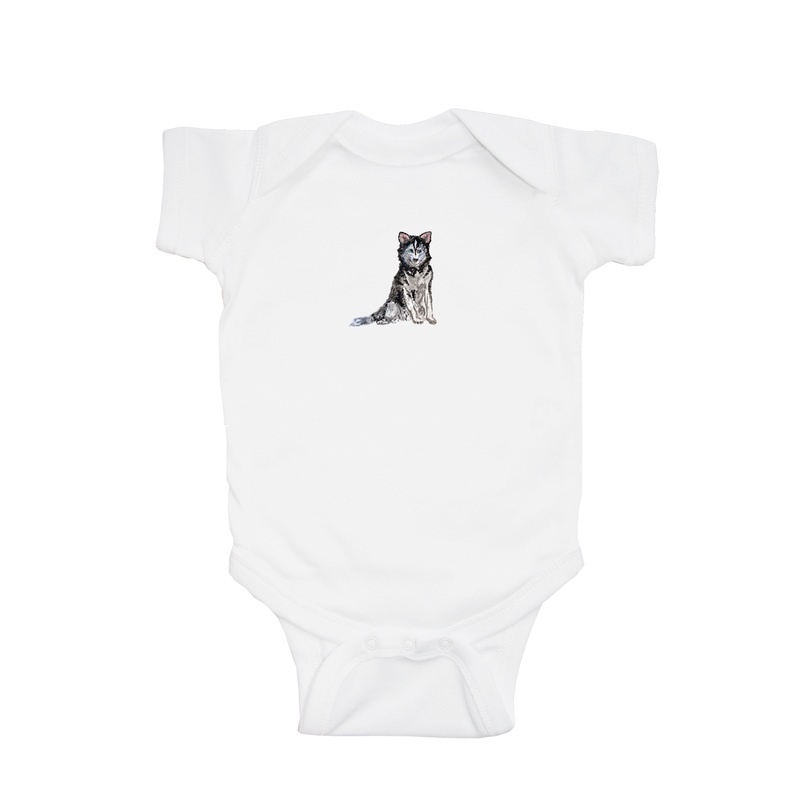 siberian husky baby snap up short sleeve