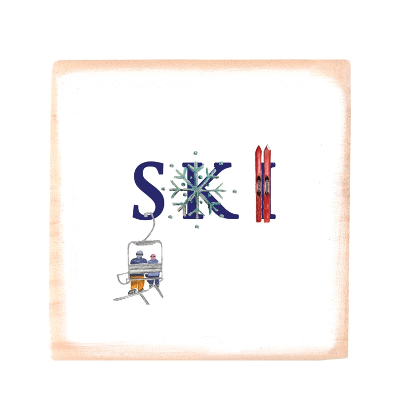 ski square wood block