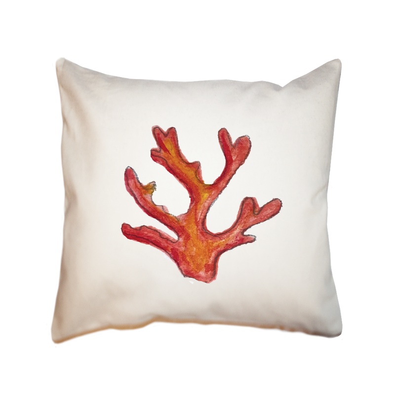 coral orange square pillow