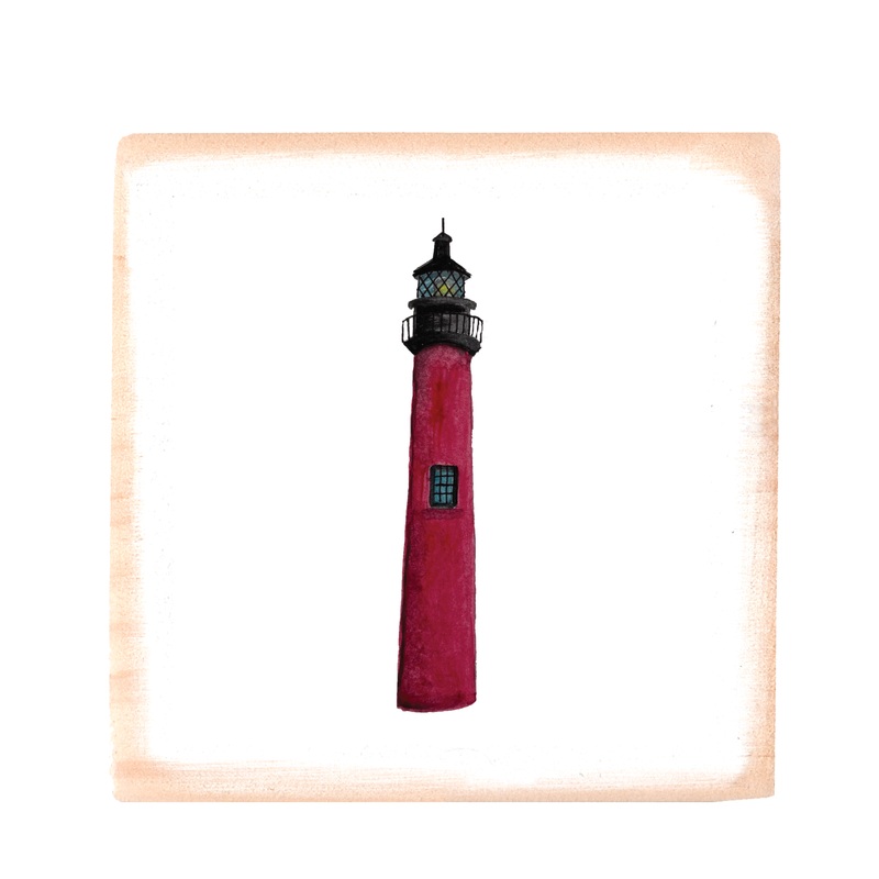 jupiter lighthouse square wood block