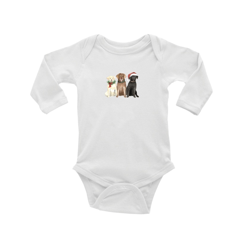 three labs holiday baby snap up long sleeve