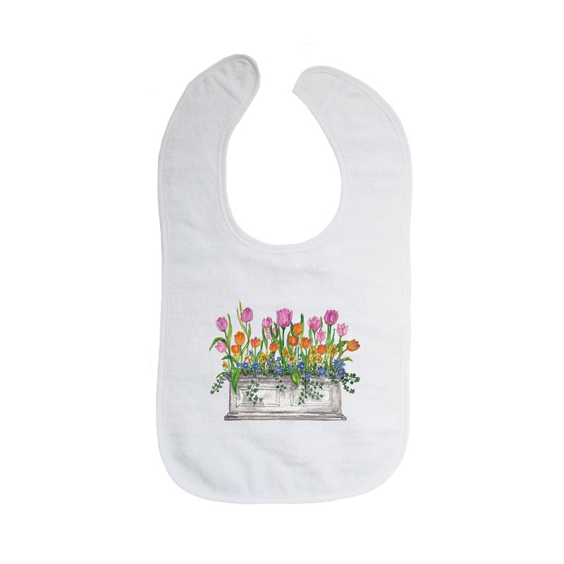 tulips in window box bib