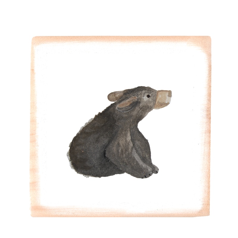 baby bear square wood block