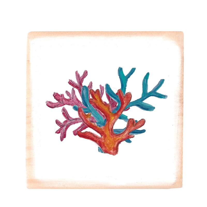 coral three colors wood block