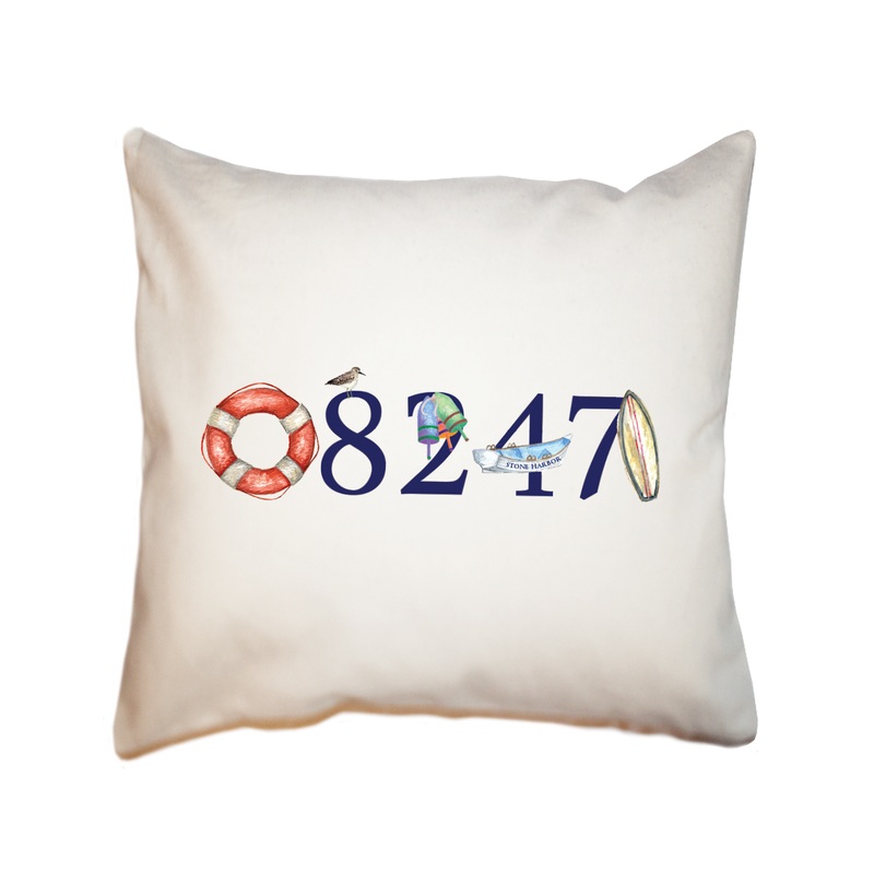 stone harbor zip code 08247 square pillow