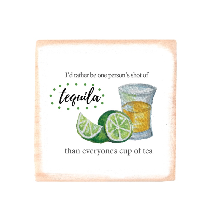 tequila square wood block