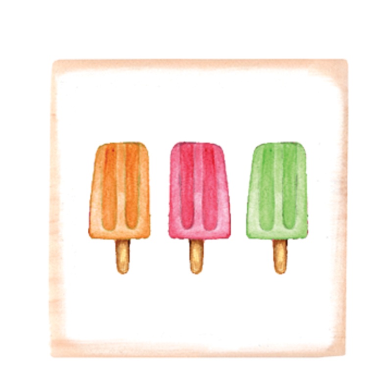 three popsicles square wood block
