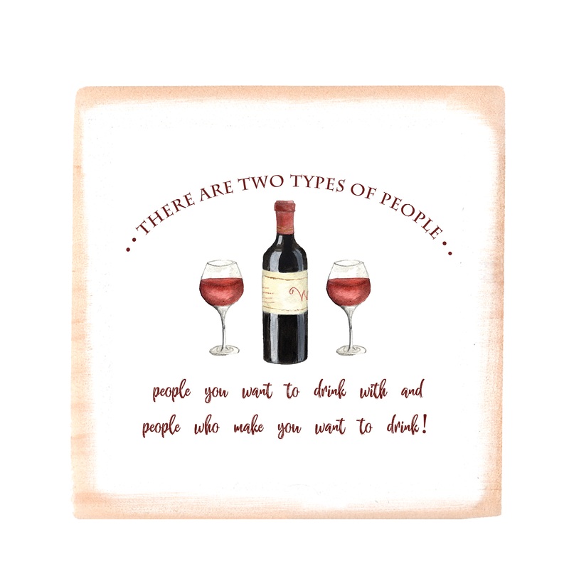 two types of people square wood block