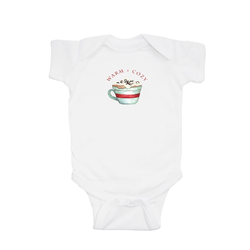 warm and cozy cocoa cup baby snap up short sleeve