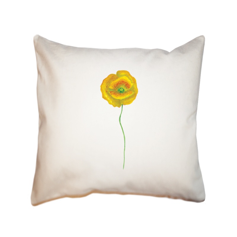yellow poppy square pillow